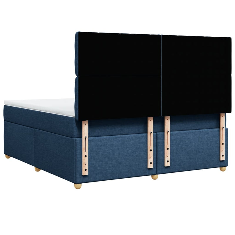 Pat box spring cu saltea, albastru, 180x200 cm, material textil