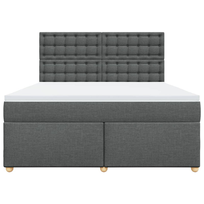 Pat box spring cu saltea, gri închis, 180x200 cm, textil