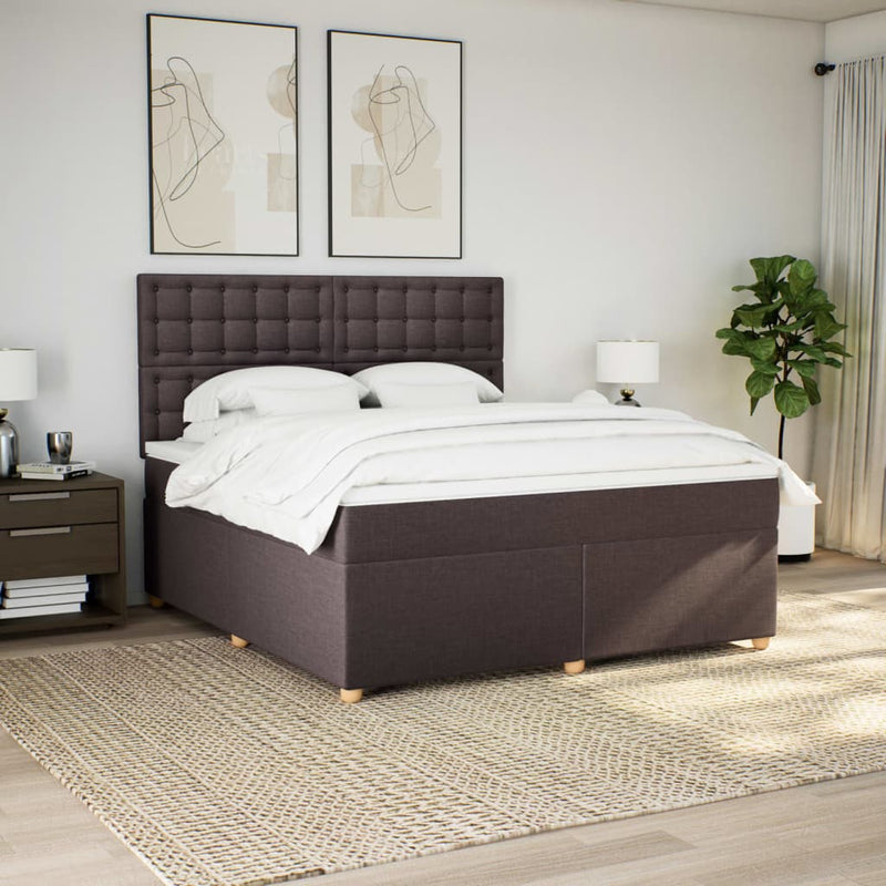 Pat continental cu saltea maro închis 180x200cm material textil