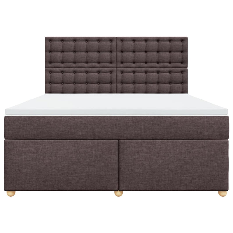 Pat continental cu saltea maro închis 180x200cm material textil