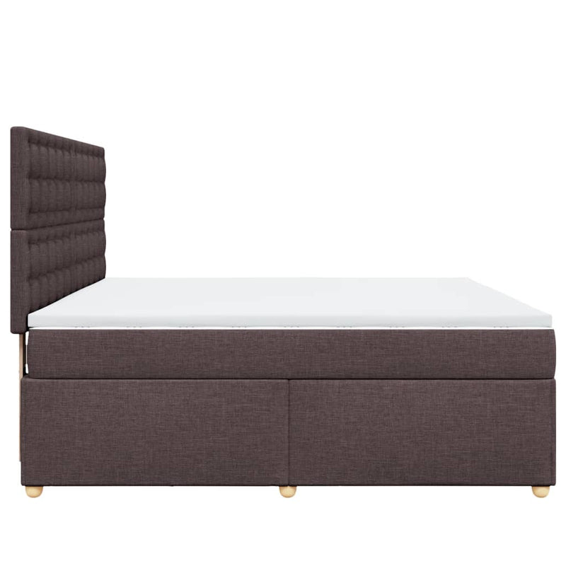 Pat continental cu saltea maro închis 180x200cm material textil