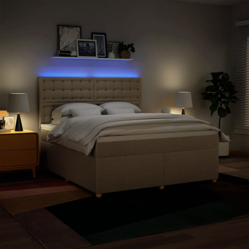 Pat continental cu saltea, crem, 180x200 cm, textil