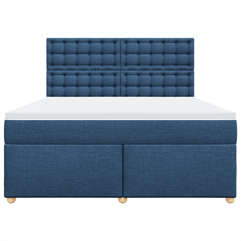 Pat box spring cu saltea, albastru, 180x200 cm, material textil