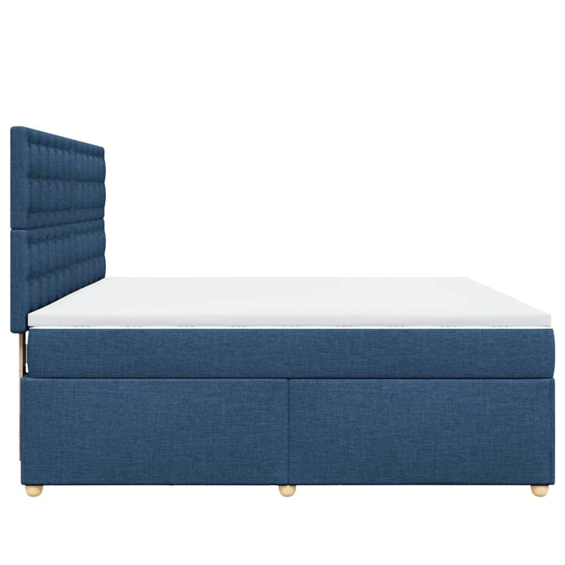 Pat box spring cu saltea, albastru, 180x200 cm, material textil