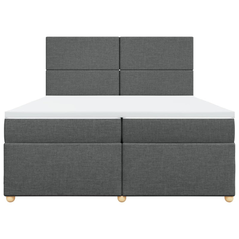 Pat box spring cu saltea, gri închis, 200x200 cm, textil