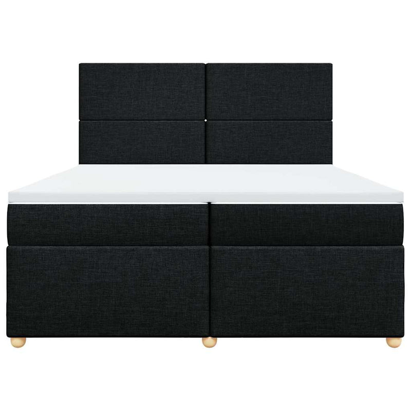 Pat box spring cu saltea, negru, 200x200 cm, textil