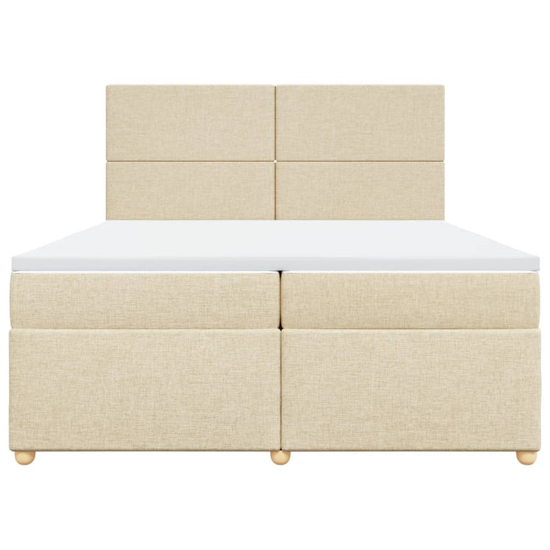 Pat box spring cu saltea, crem, 200x200 cm, textil