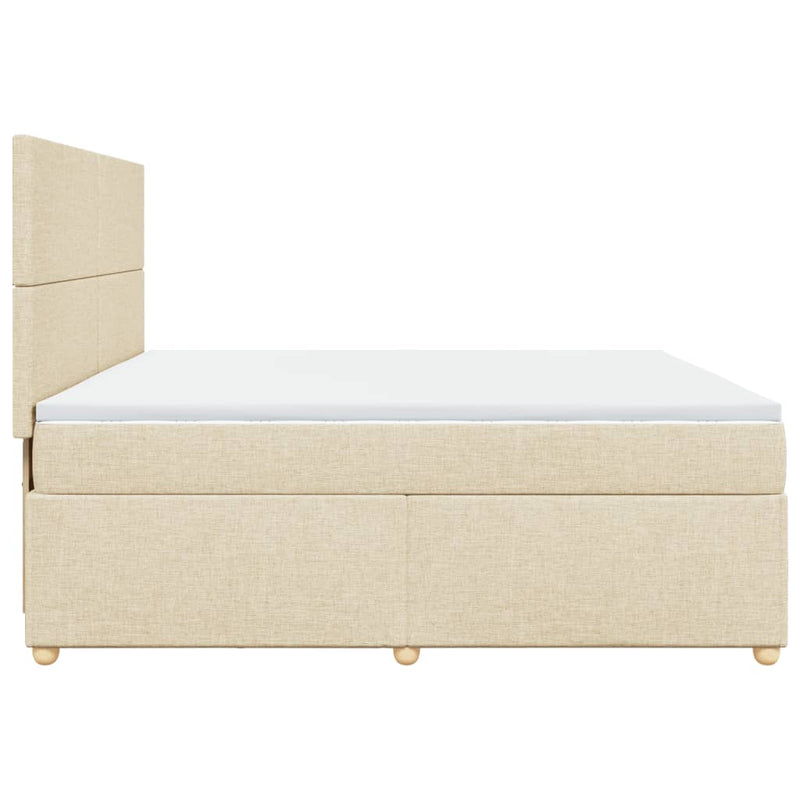 Pat box spring cu saltea, crem, 200x200 cm, textil