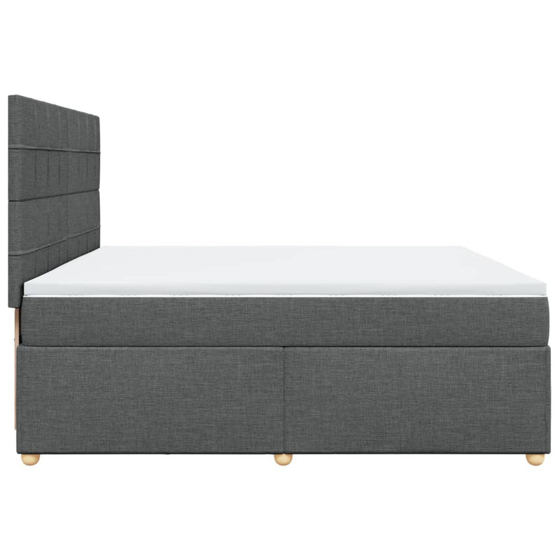 Pat box spring cu saltea, gri închis, 200x200 cm, textil