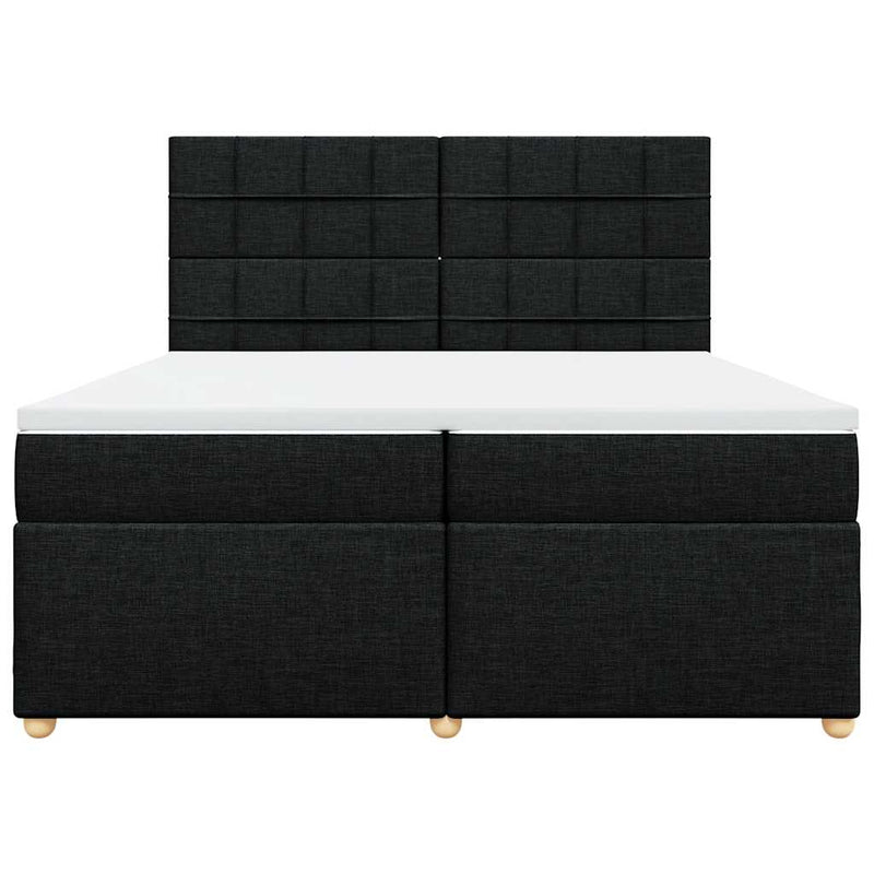 Pat box spring cu saltea, negru, 200x200 cm, textil