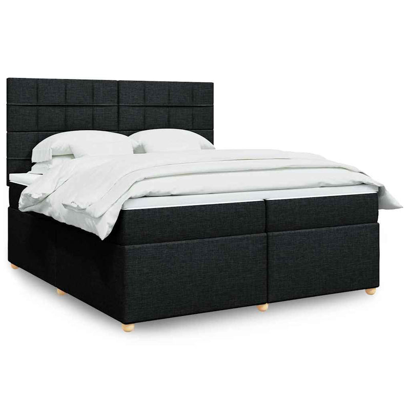 Pat box spring cu saltea, negru, 200x200 cm, textil