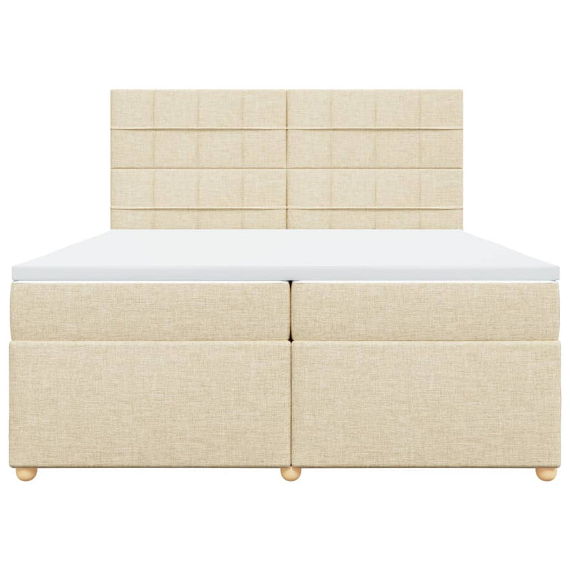 Pat box spring cu saltea, crem, 200x200 cm, textil
