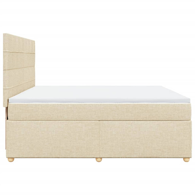 Pat box spring cu saltea, crem, 200x200 cm, textil