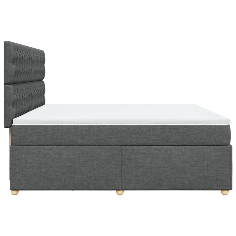 Pat box spring cu saltea, gri închis, 200x200 cm, textil