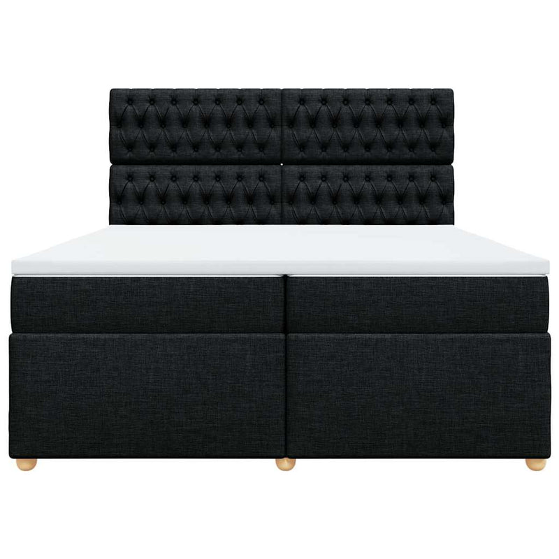 Pat box spring cu saltea, negru, 200x200 cm, textil