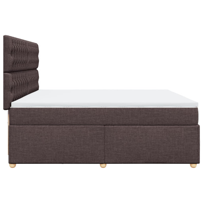 Pat box spring cu saltea, maro închis, 200x200 cm, textil