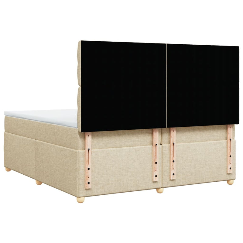 Pat box spring cu saltea, crem, 200x200 cm, textil