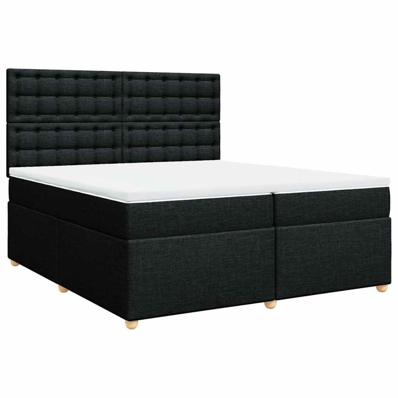 Pat box spring cu saltea, negru, 200x200 cm, textil