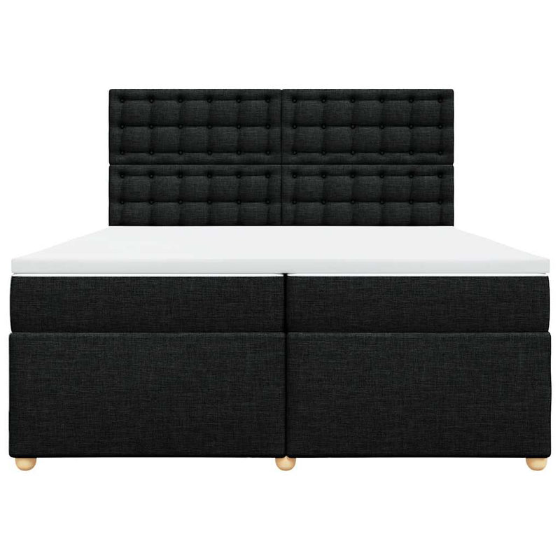 Pat box spring cu saltea, negru, 200x200 cm, textil