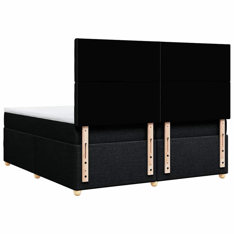 Pat box spring cu saltea, negru, 200x200 cm, textil