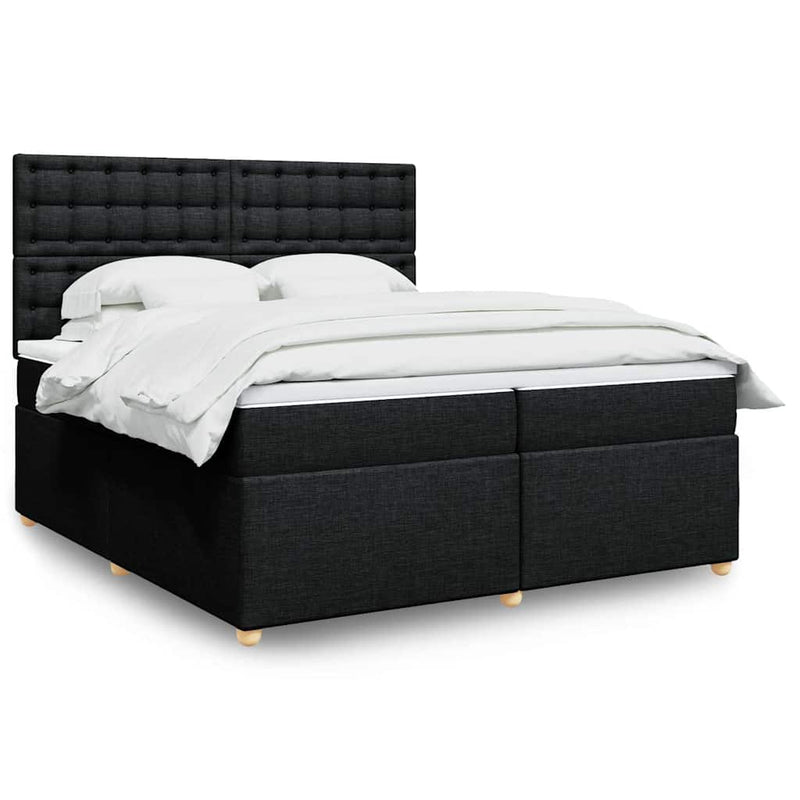 Pat box spring cu saltea, negru, 200x200 cm, textil