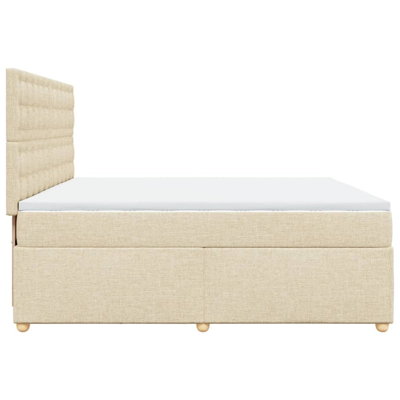 Pat box spring cu saltea, crem, 200x200 cm, textil