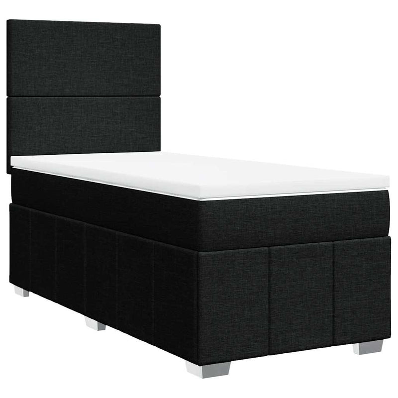 Pat box spring cu saltea, negru, 80x200 cm, textil