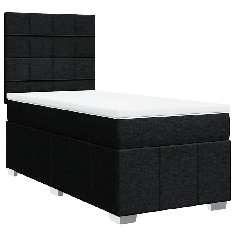 Pat box spring cu saltea, negru, 80x200 cm, textil