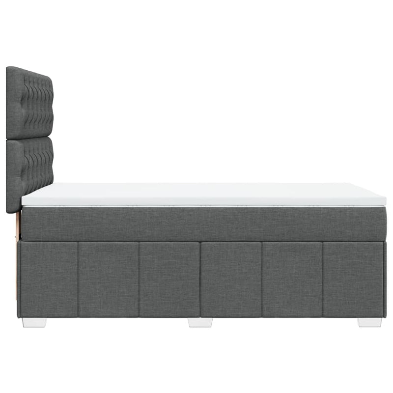 Pat box spring cu saltea, gri închis, 80x200 cm, textil
