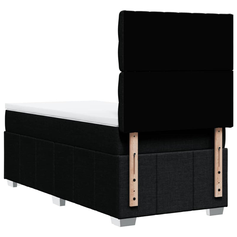 Pat box spring cu saltea, negru, 80x200 cm, textil