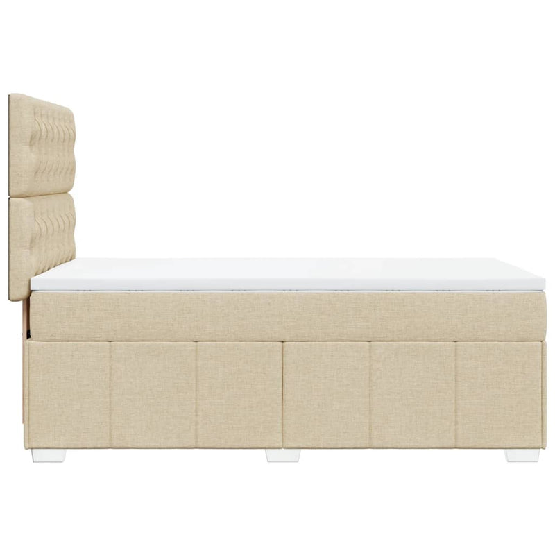 Pat box spring cu saltea, crem, 80x200 cm, textil