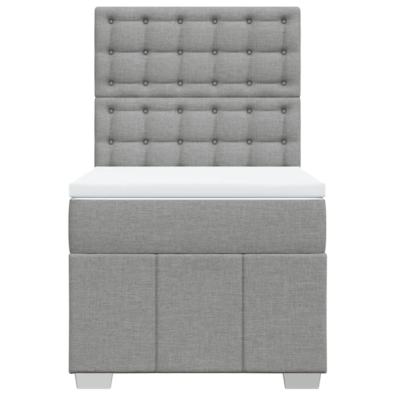 Pat continental cu saltea, gri deschis, 80x200 cm, textil