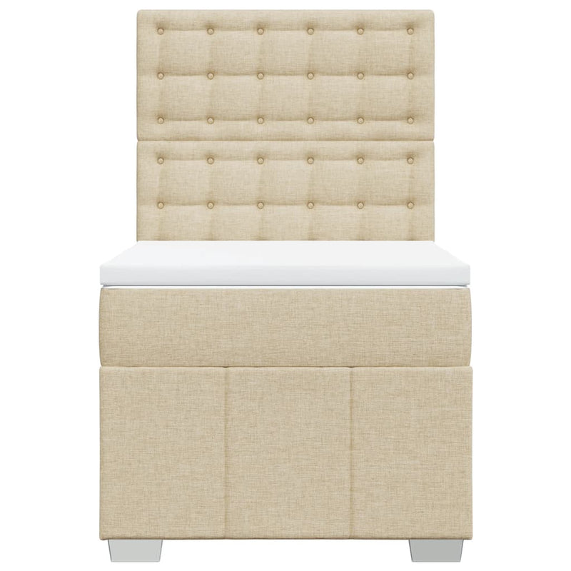 Pat box spring cu saltea, crem, 80x200 cm, textil