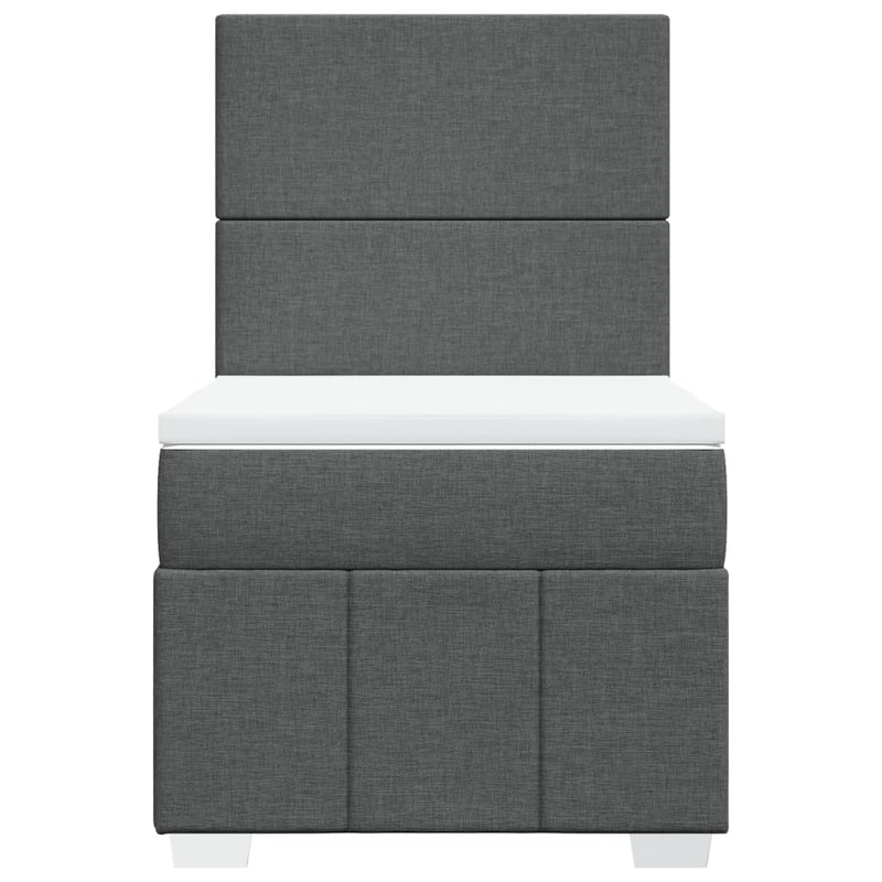 Pat box spring cu saltea, gri închis, 90x190 cm, textil
