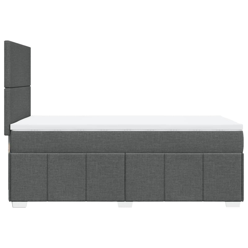 Pat box spring cu saltea, gri închis, 90x190 cm, textil