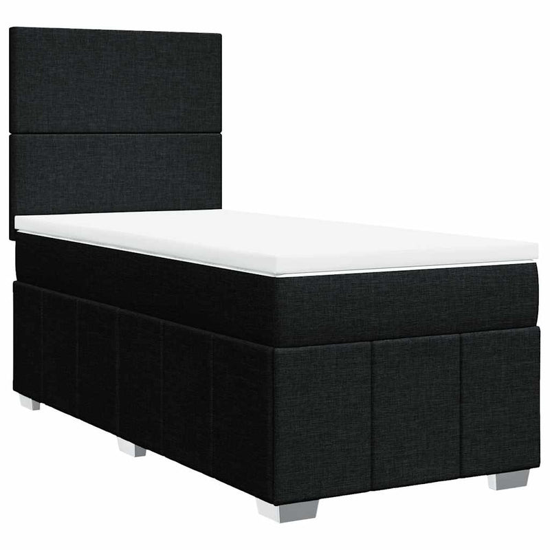 Pat box spring cu saltea, negru, 90x190 cm, textil