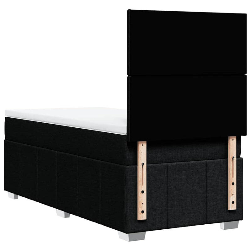 Pat box spring cu saltea, negru, 90x190 cm, textil