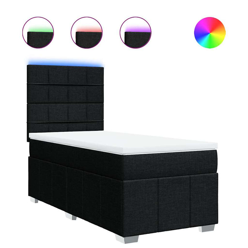 Pat box spring cu saltea, negru, 90x190 cm, textil