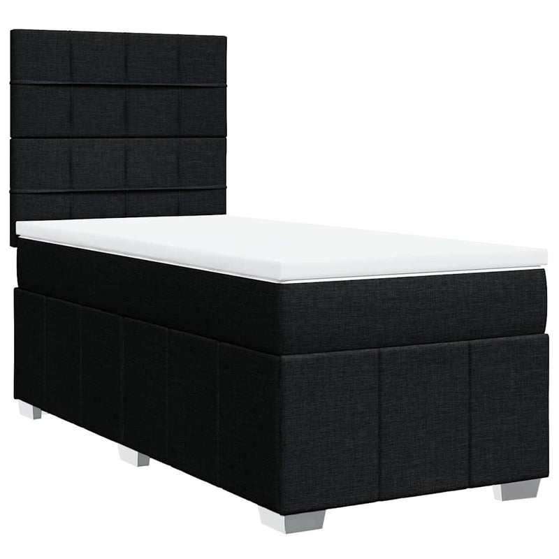 Pat box spring cu saltea, negru, 90x190 cm, textil