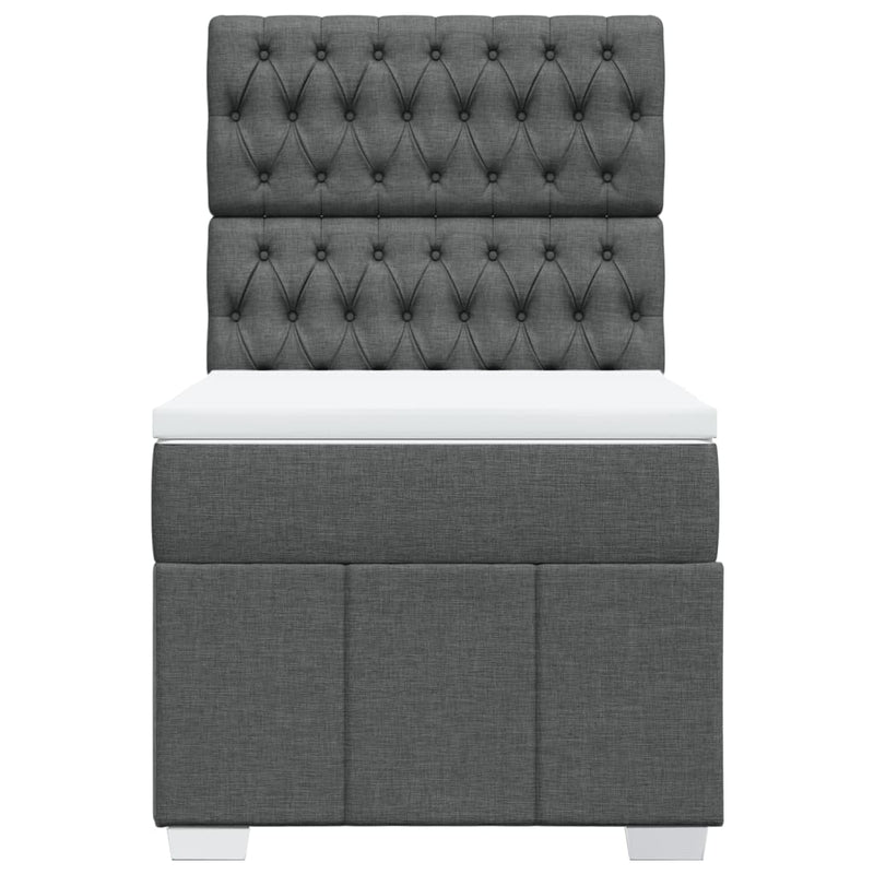 Pat box spring cu saltea, gri închis, 90x190 cm, textil