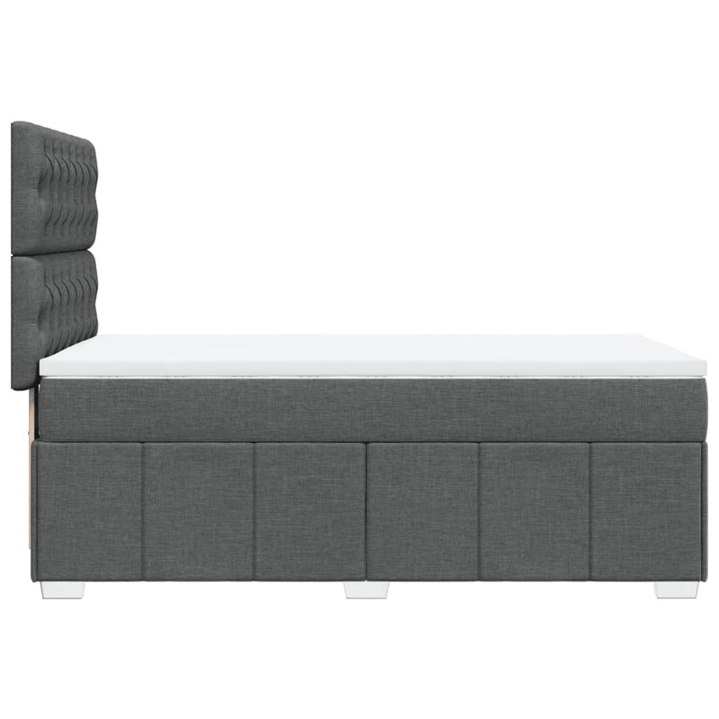 Pat box spring cu saltea, gri închis, 90x190 cm, textil