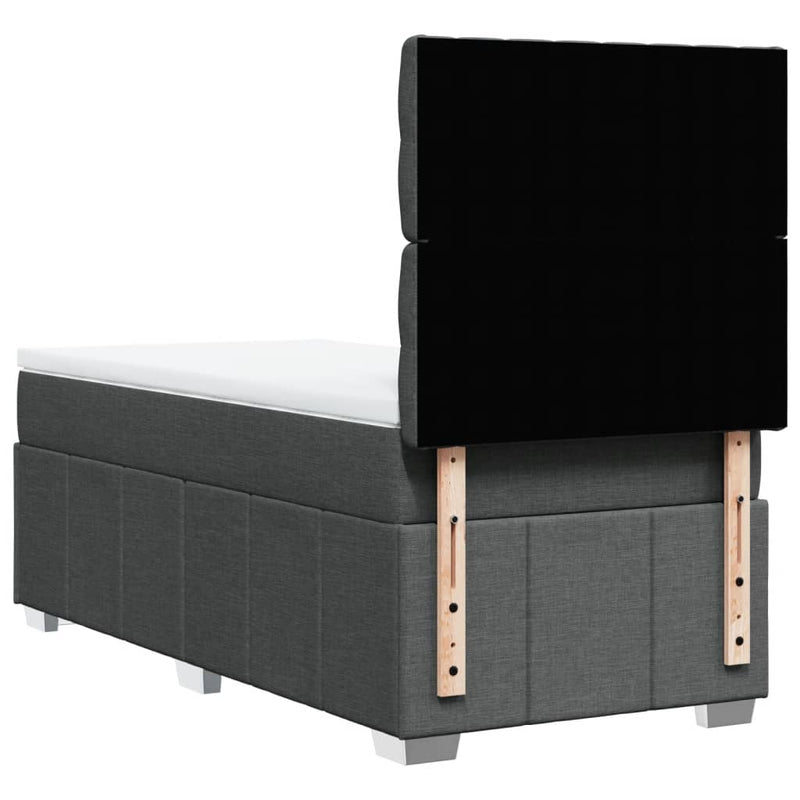 Pat box spring cu saltea, gri închis, 90x190 cm, textil