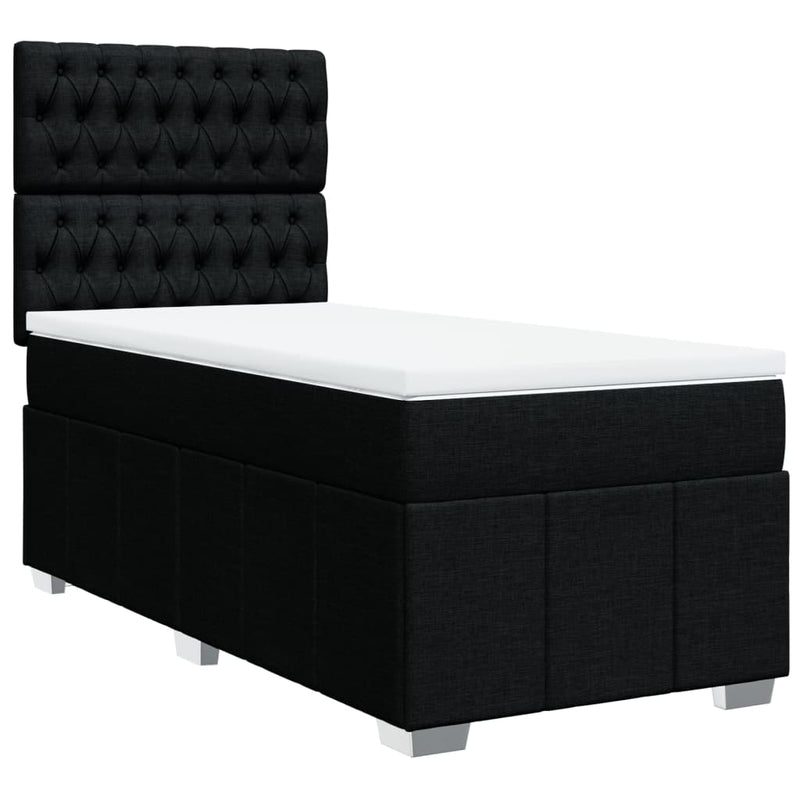 Pat box spring cu saltea, negru, 90x190 cm, textil