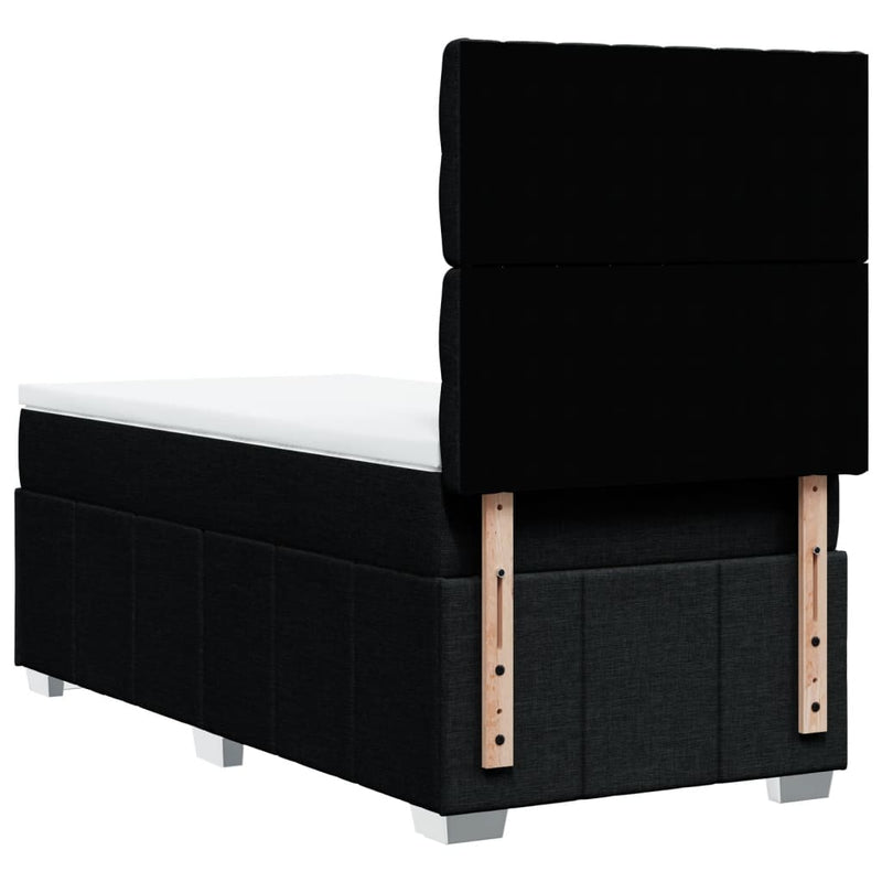 Pat box spring cu saltea, negru, 90x190 cm, textil