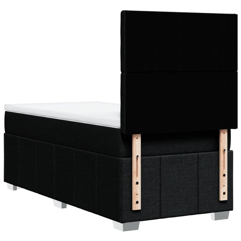 Pat box spring cu saltea, negru, 90x190 cm, textil