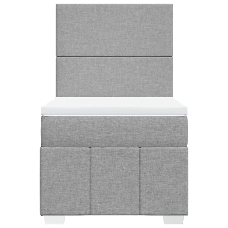 Pat box spring cu saltea, gri deschis, 90x200 cm, textil