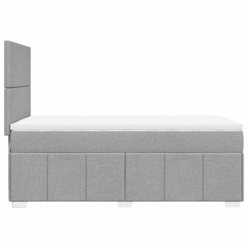 Pat box spring cu saltea, gri deschis, 90x200 cm, textil