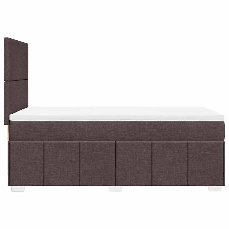 Pat box spring cu saltea, maro închis, 90x200 cm, textil