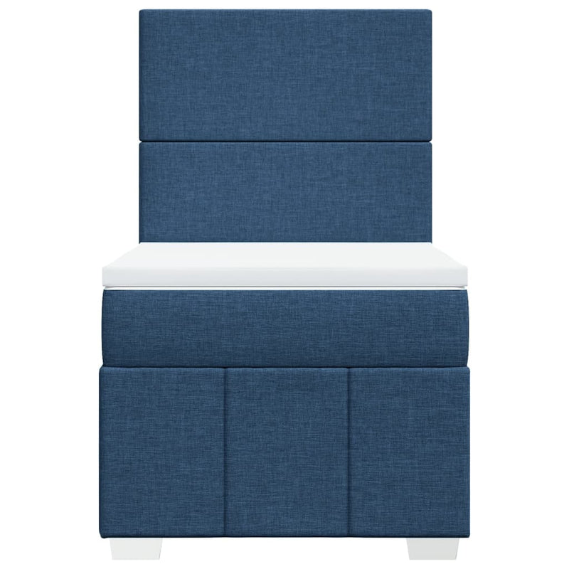 Pat box spring cu saltea, albastru, 90x200 cm, textil