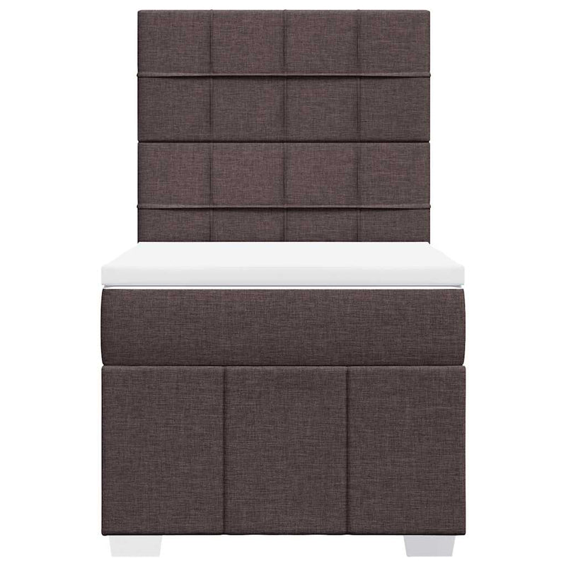 Pat box spring cu saltea, maro închis, 90x200 cm, textil